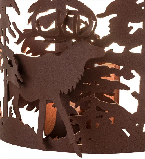 11"W Elk Thru The Trees Rustic Lodge Wall Sconce