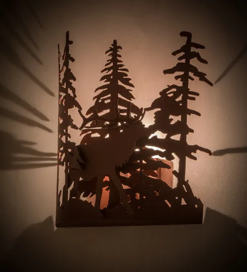 11"W Elk Thru The Trees Rustic Lodge Wall Sconce