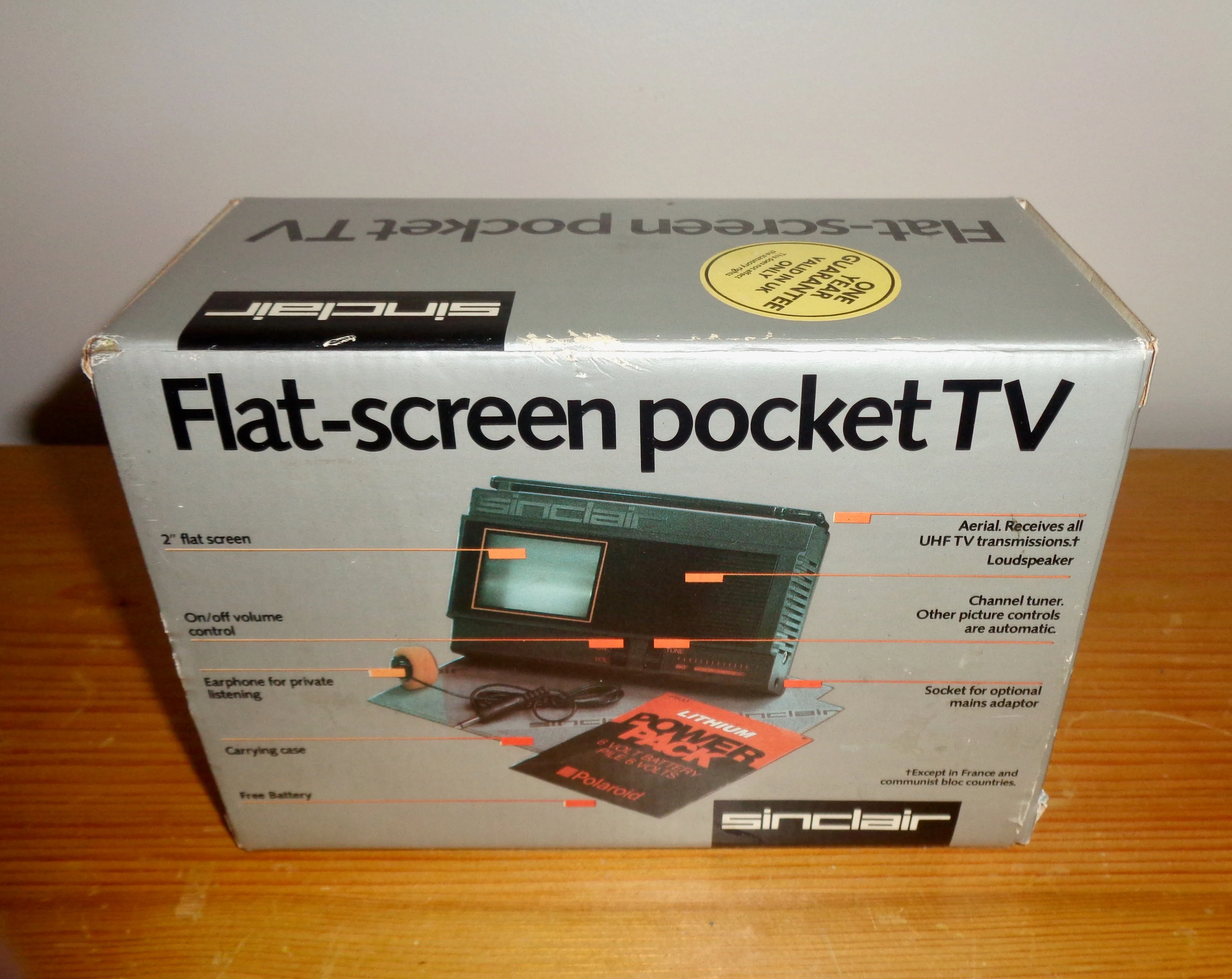 1980s Portable Sinclair Flat Screen Pocket Television TV 80 FTV1
