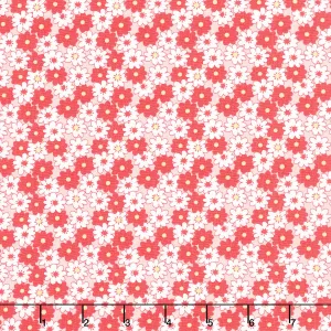 30's Playtime - Friendly Florals Scarlet Yardage