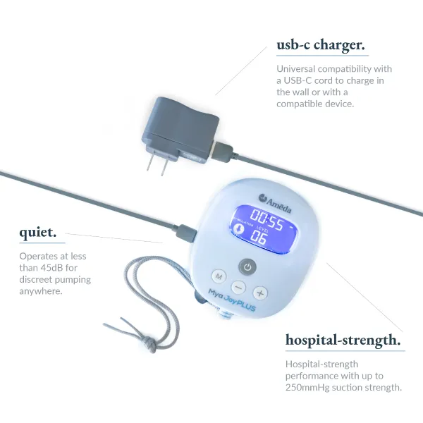 Ameda Mya Joy PLUS Rechargeable, Quiet, and Portable Double Breast Pump