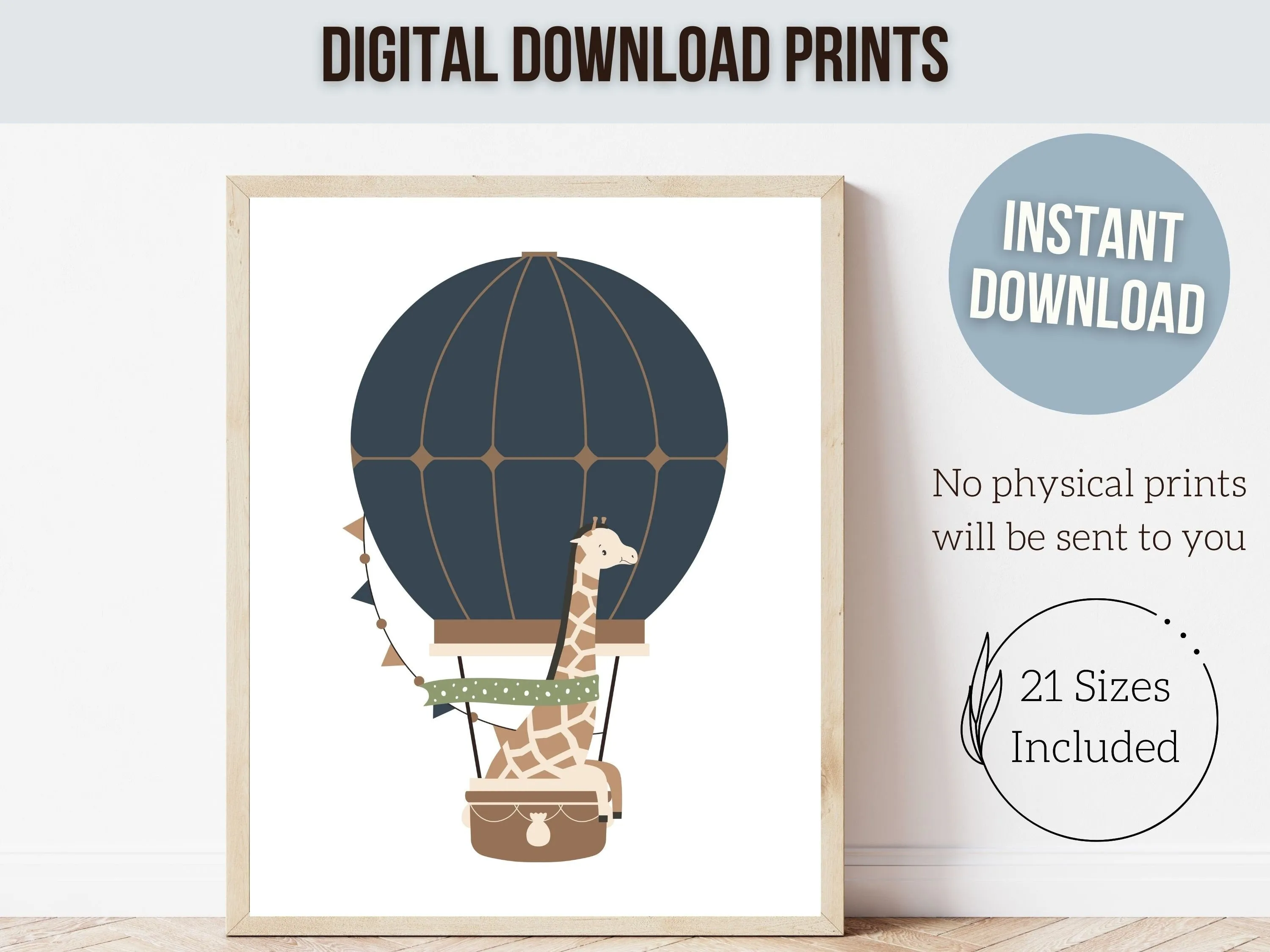Animals in Balloons Nursery Prints - Set of 6