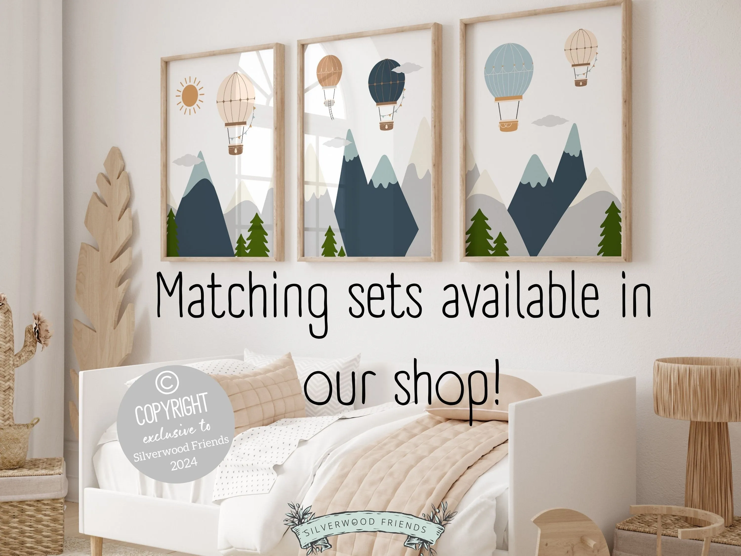 Animals in Balloons Nursery Prints - Set of 6