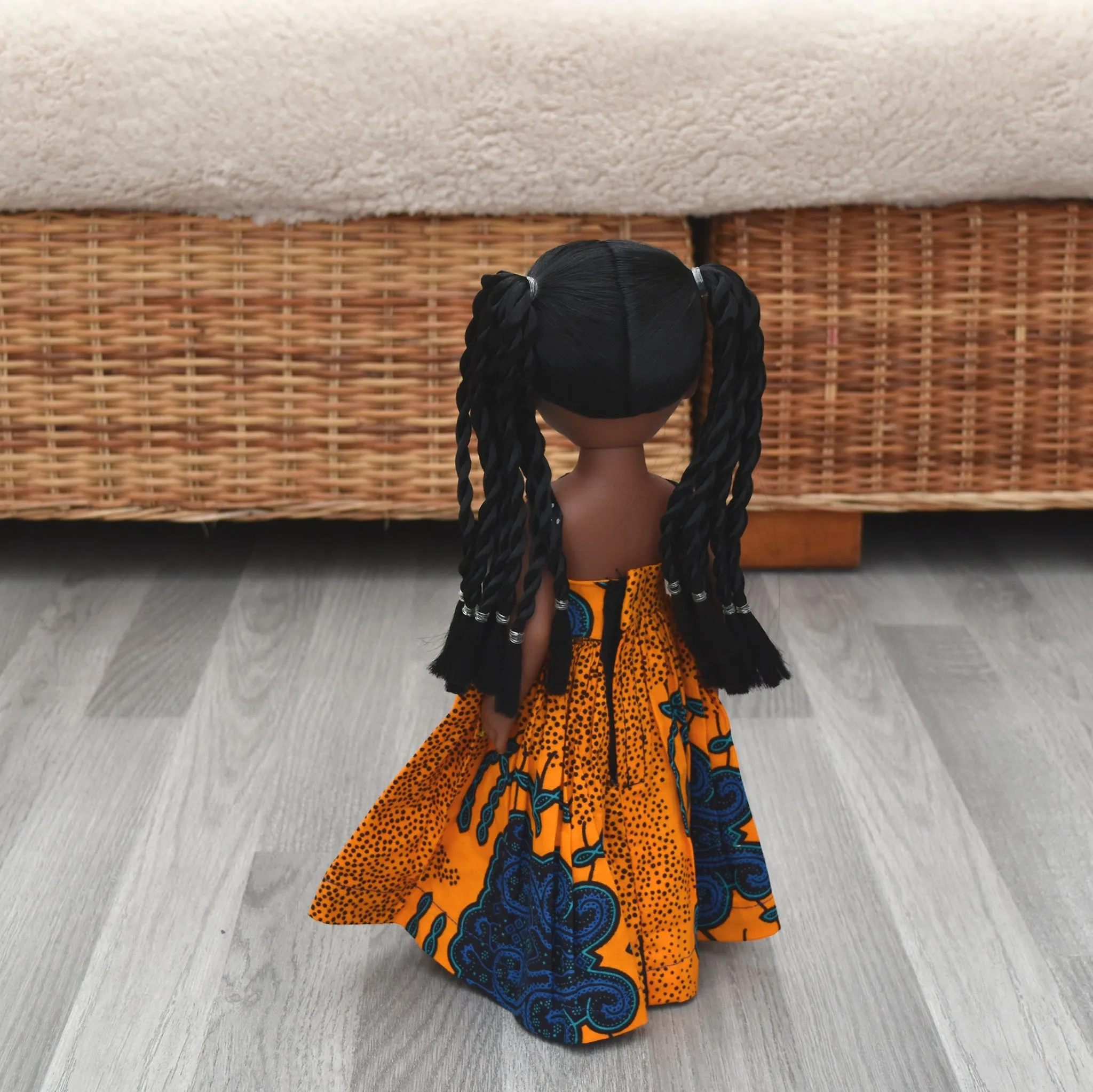 Black Doll - Afro Hair doll - Mix Race Doll - Afro Doll Ankara Doll Dress 11