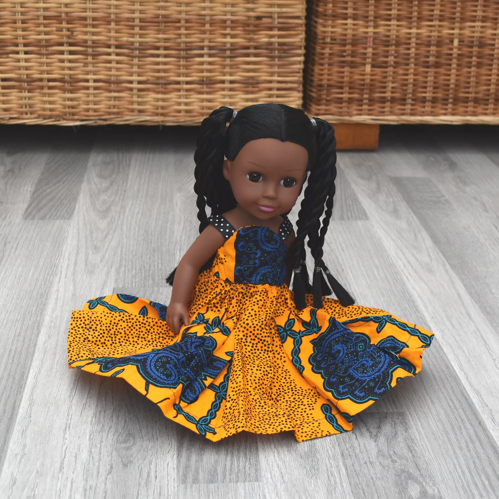 Black Doll - Afro Hair doll - Mix Race Doll - Afro Doll Ankara Doll Dress 11