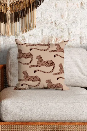 Cheetah Print Square Cushion (Beige)