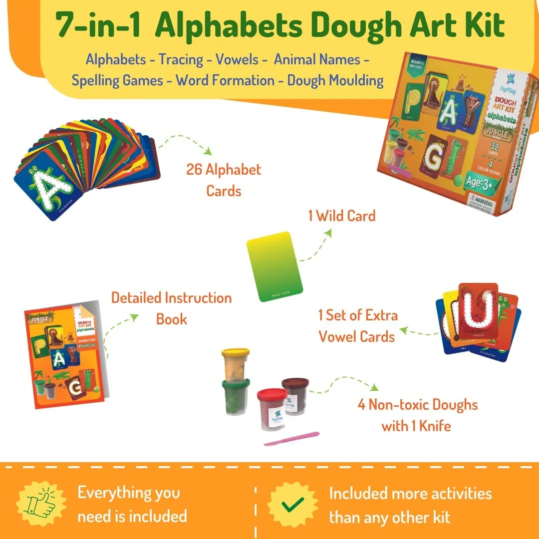 Colourful Creative Jungle Theme Alpha Characters Dough Art Kit for Kids