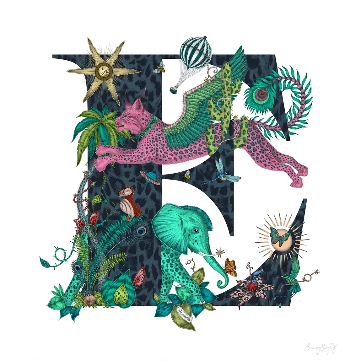'E' Monogram Fine Art Print