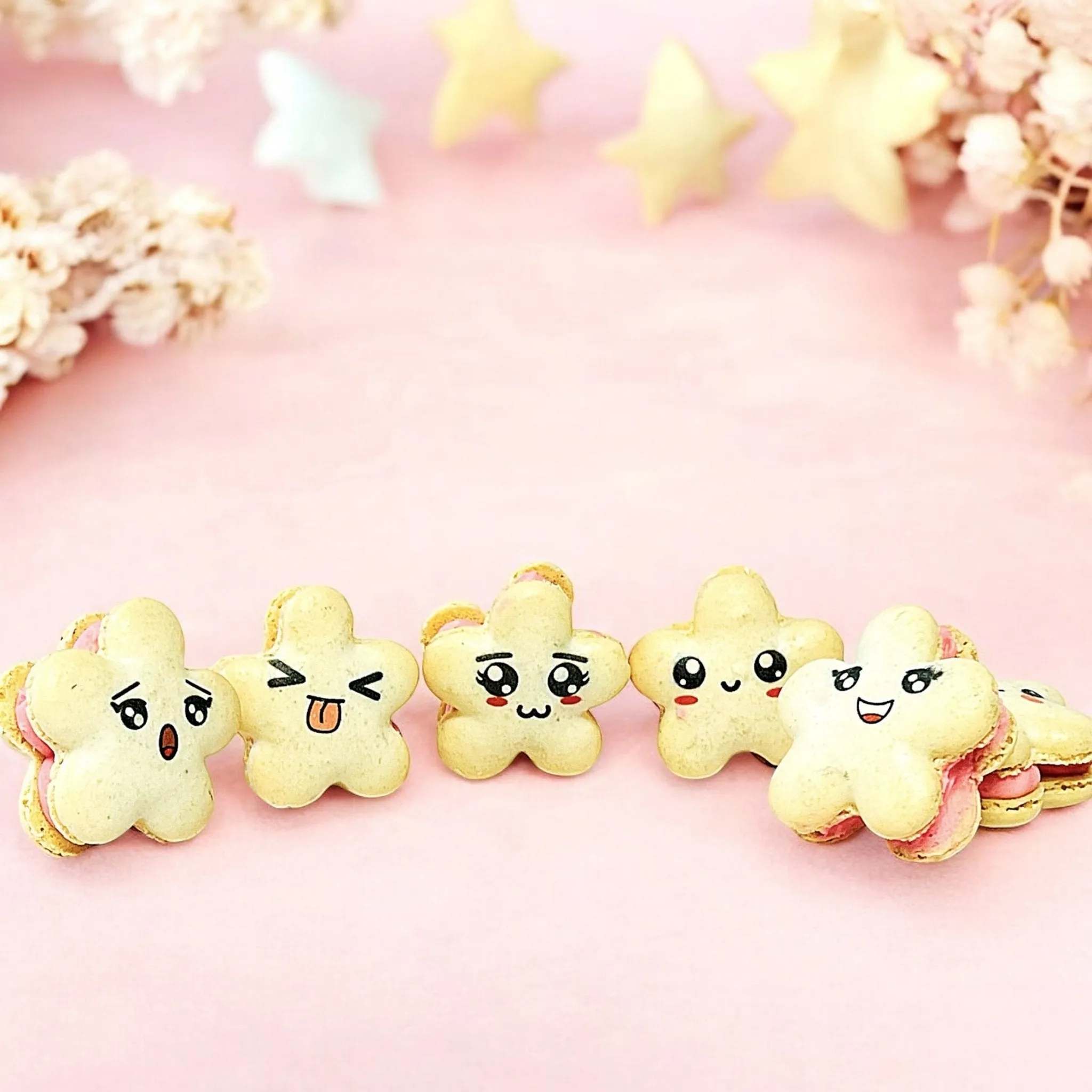 Kawaii Star Macarons – Cute Faces & Delicious Filling