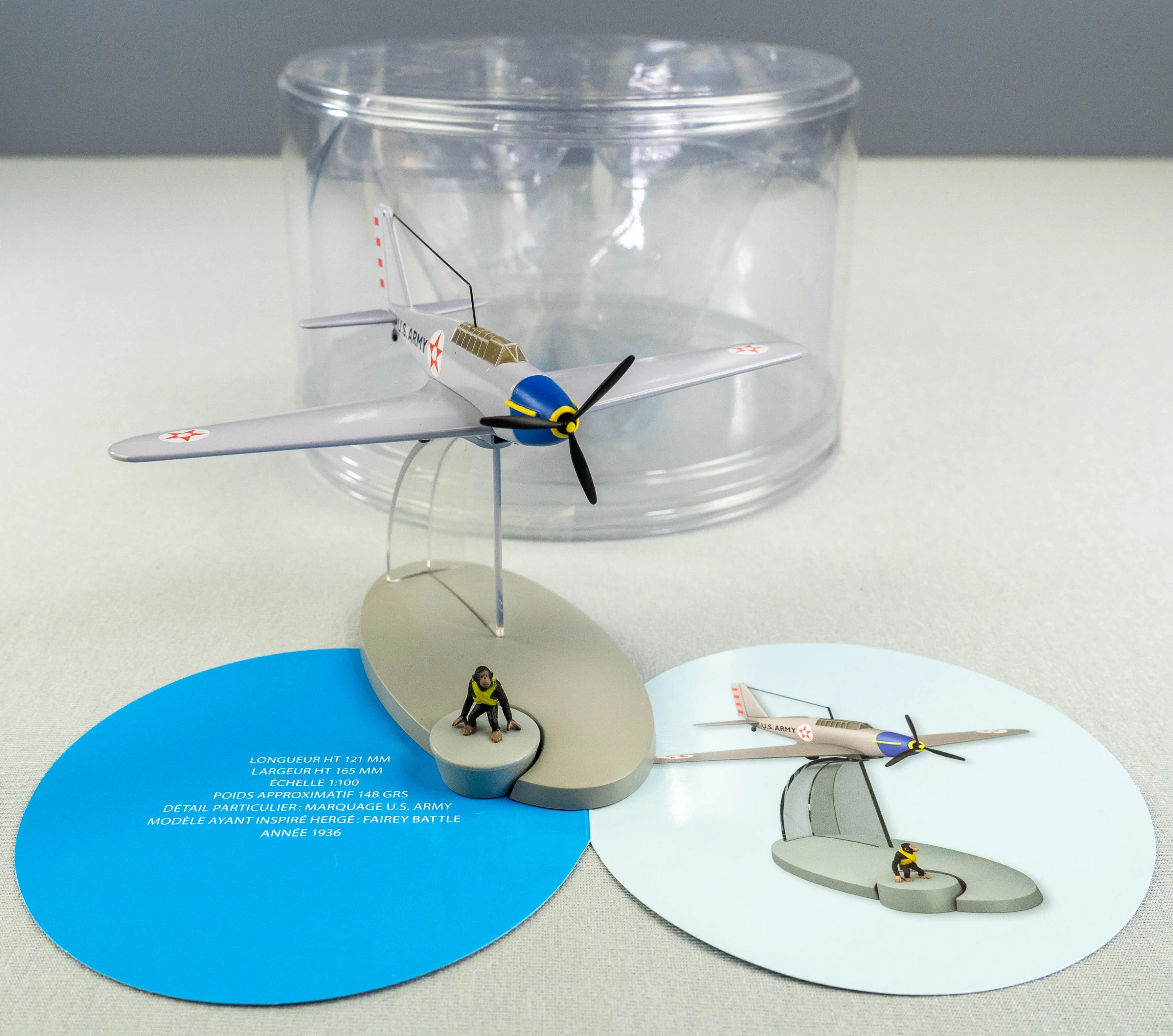MOULINSART TINTIN PLANE 29555 American Fighter: Jo Zette & Jocko Model Avion #35