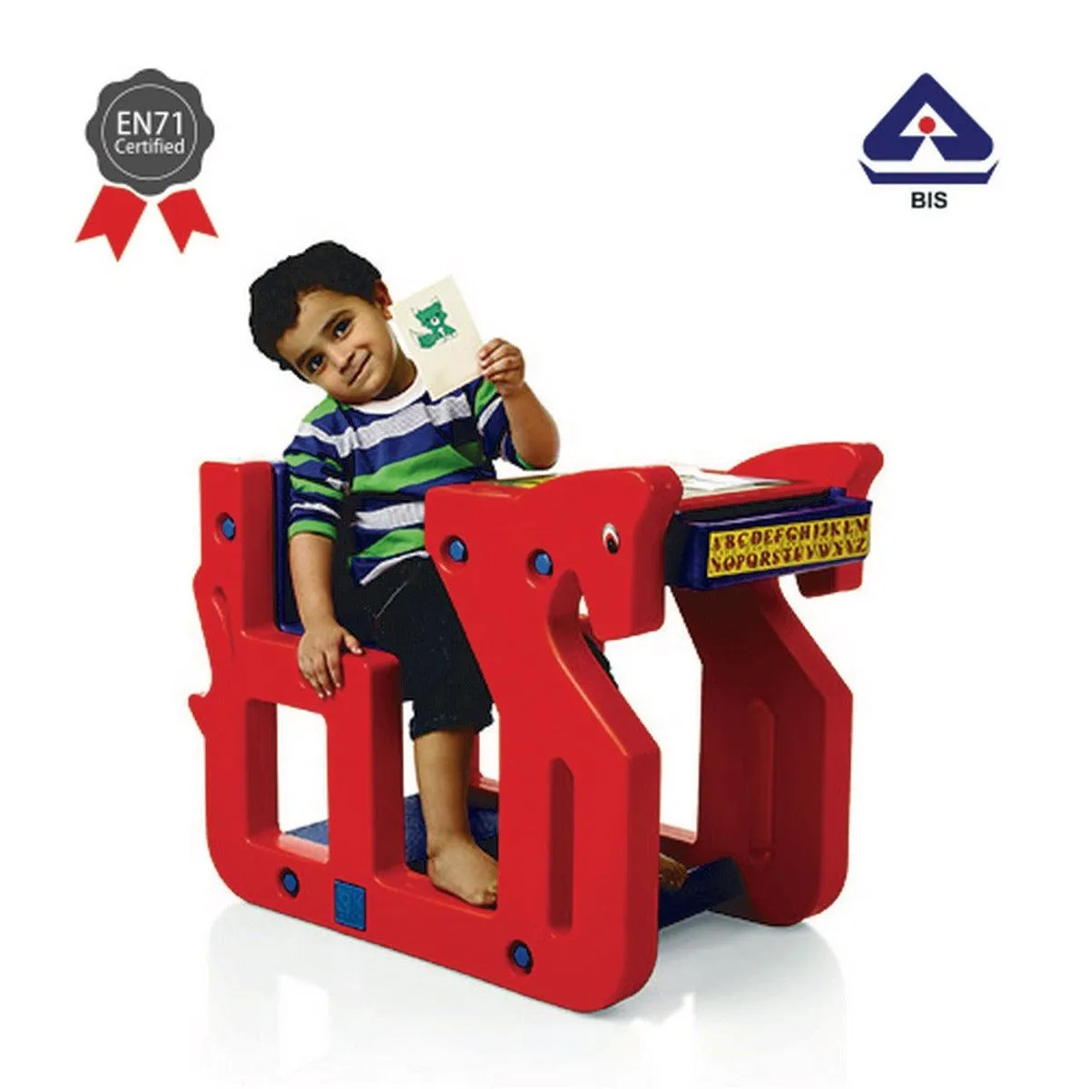 Ok Play Pony Single Chair Desk Set For Kids, Perfect For Home And School, Red/Blue, 2 to 4 Years