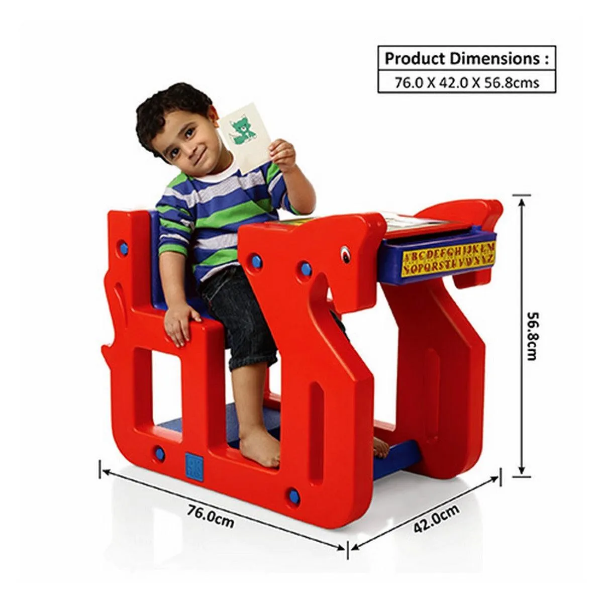 Ok Play Pony Single Chair Desk Set For Kids, Perfect For Home And School, Red/Blue, 2 to 4 Years