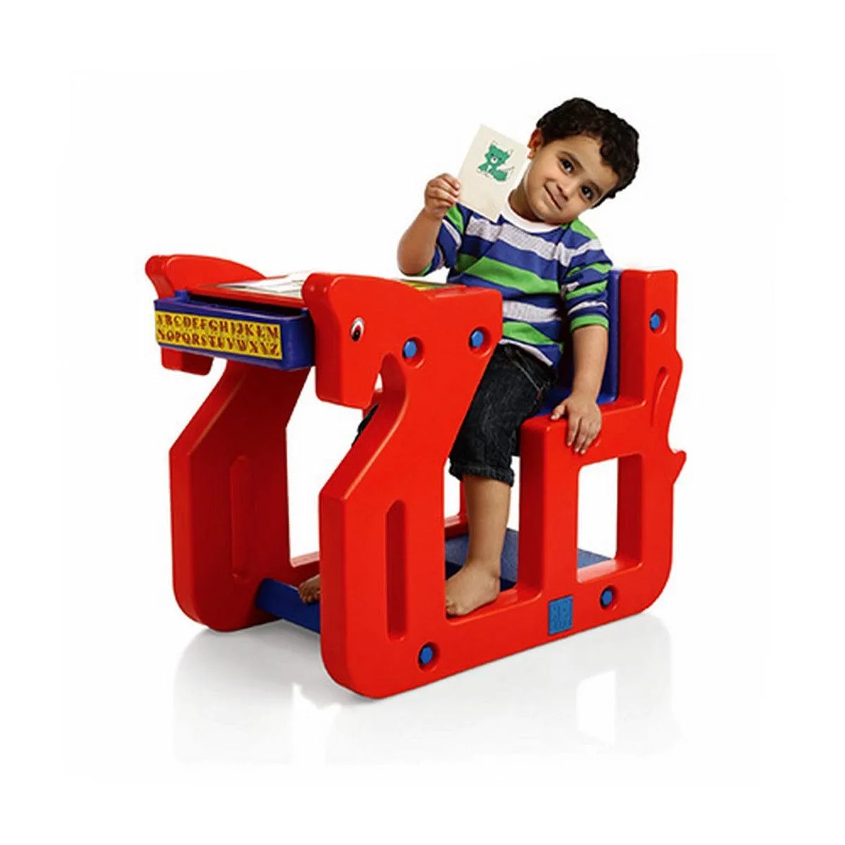 Ok Play Pony Single Chair Desk Set For Kids, Perfect For Home And School, Red/Blue, 2 to 4 Years