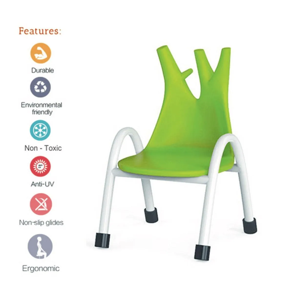 Ok Play Trunk Chair, Study Chair, Sturdy And Durable Chair, Plastic Chair, Perfect For Home, Creches And School, Green, 5 to 10 Years, Height 12 Inches