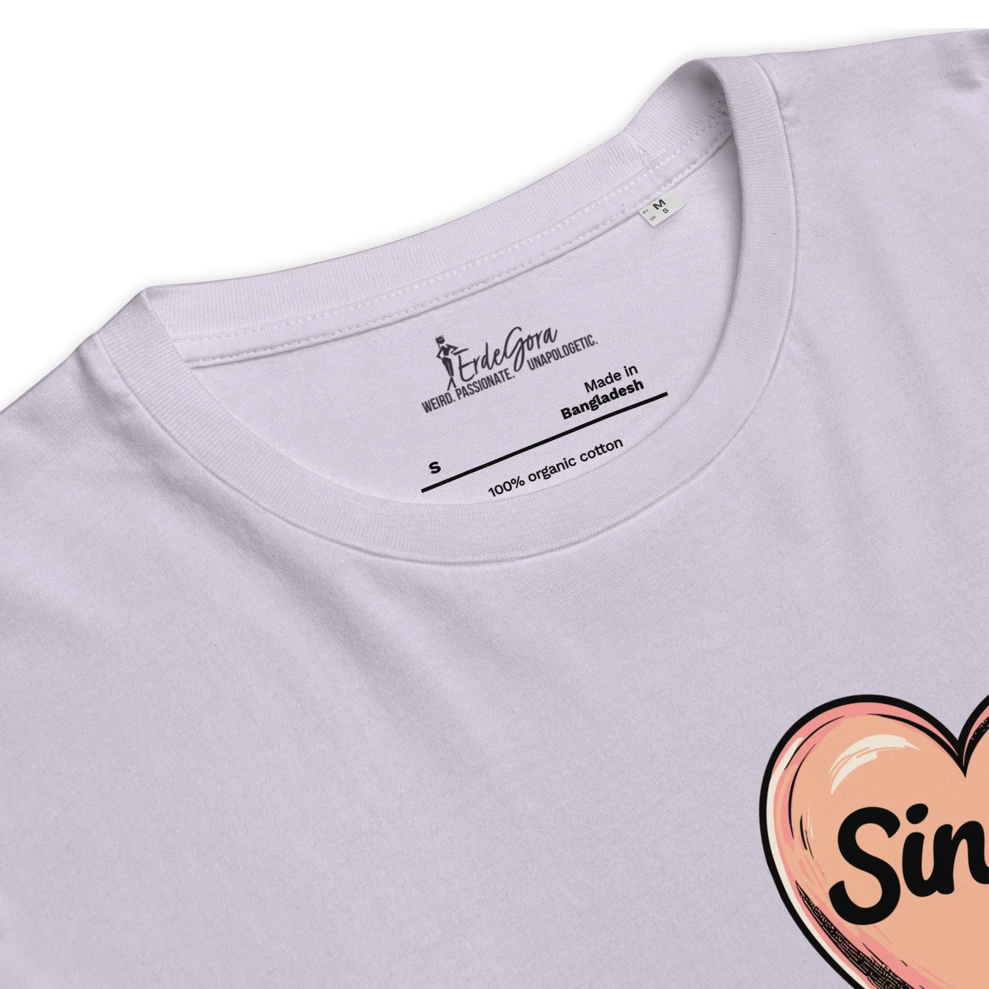 Organic Cotton T-Shirt Single Cat Lady with Heart Balloon