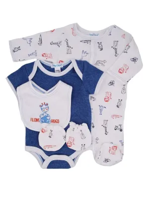 "I Love Hugs" 4 Piece Gift Set: Sleepsuit, vest, mitts & bib