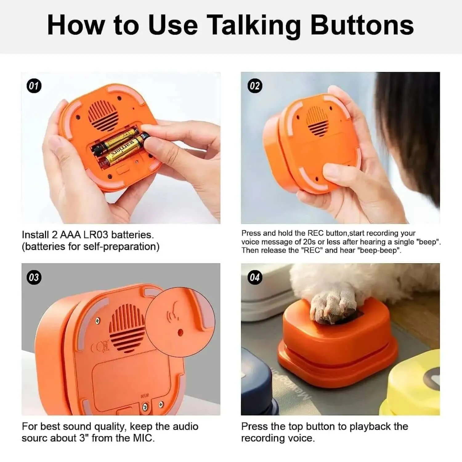 Recordable Talking Training Buzzer for dogs