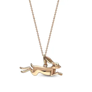 Rose Gold Vemeil Leaping Hare Pendant