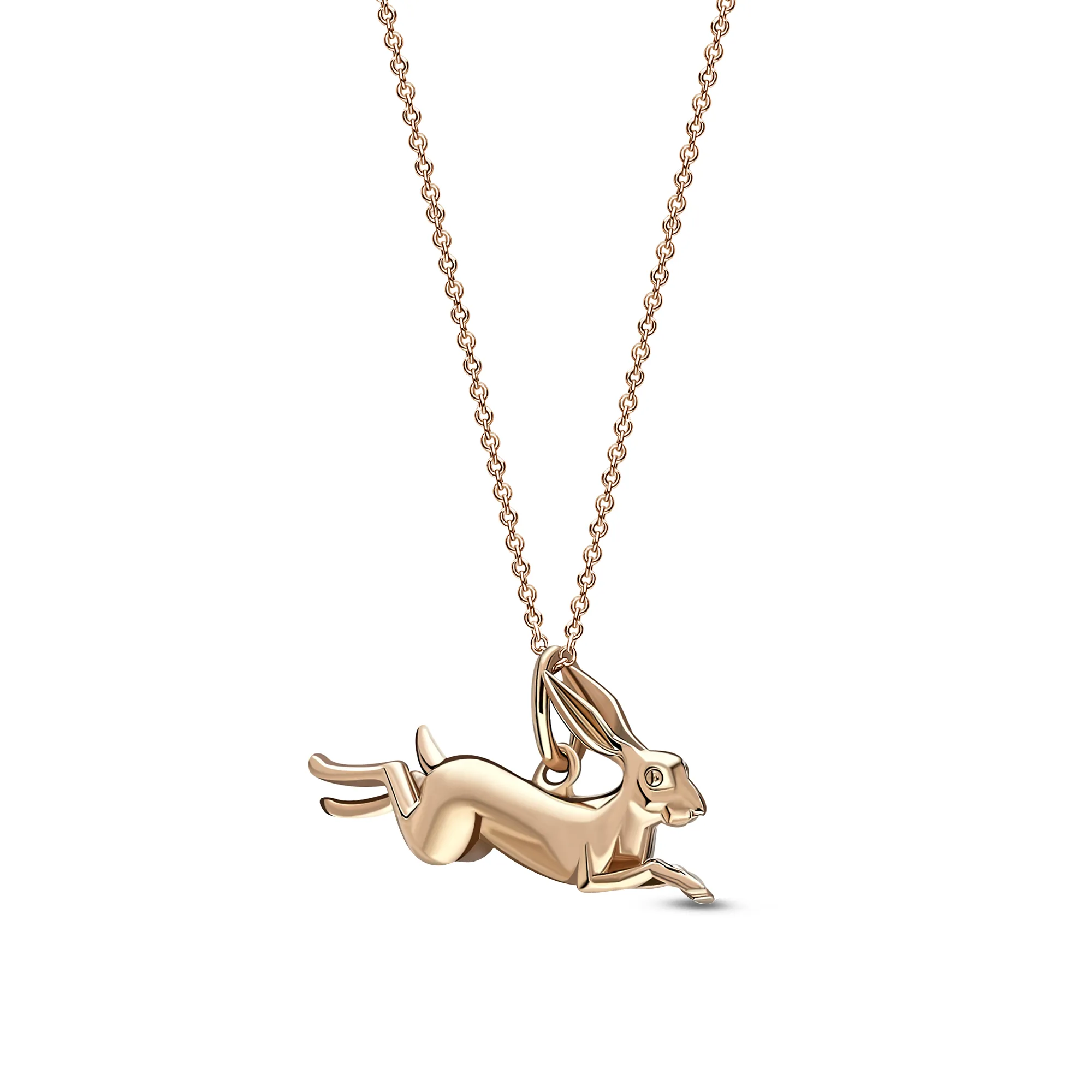 Rose Gold Vemeil Leaping Hare Pendant