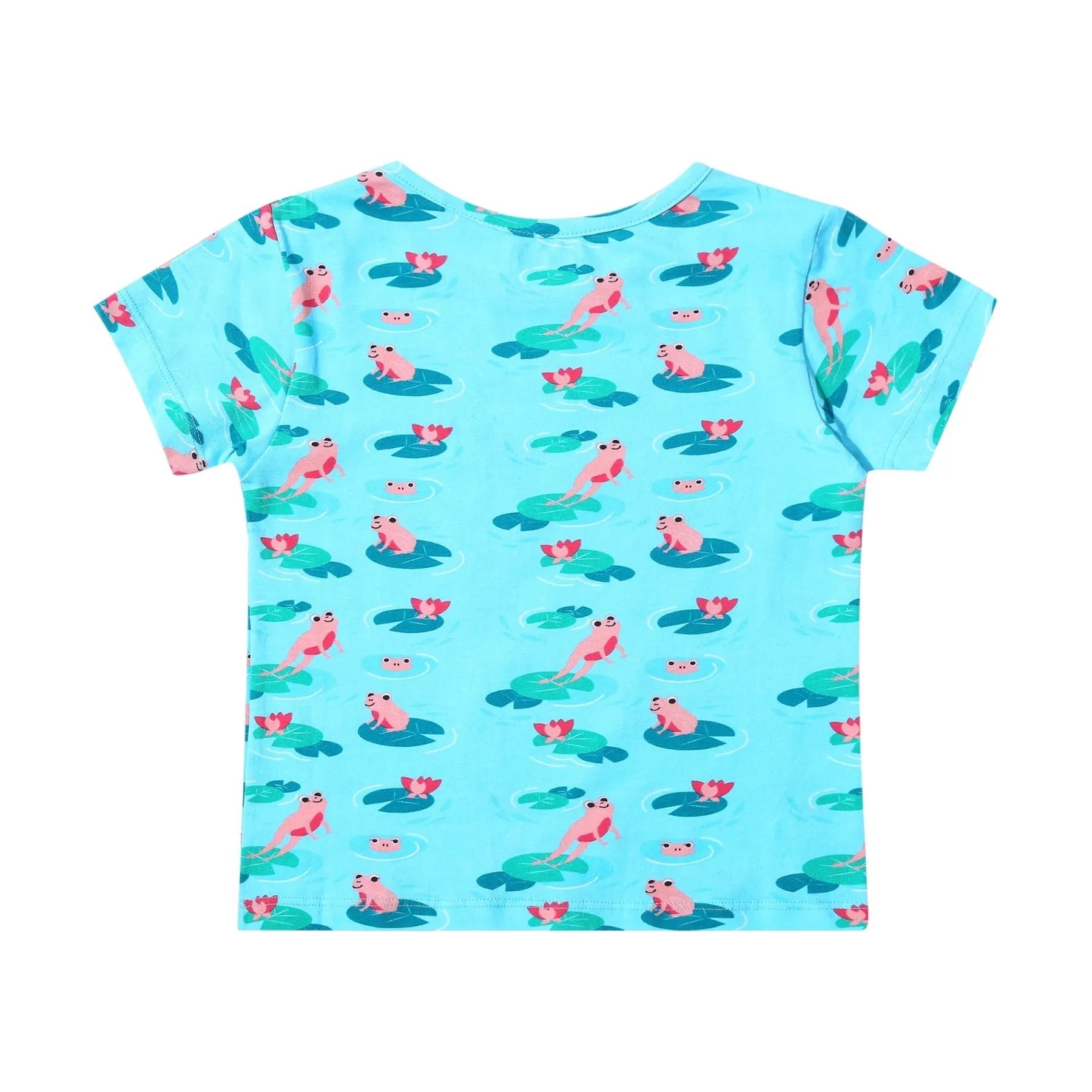 Round Neck Oversize Organic Cotton Tee- Frog & Lotus