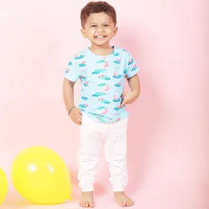 Round Neck Oversize Organic Cotton Tee- Frog & Lotus