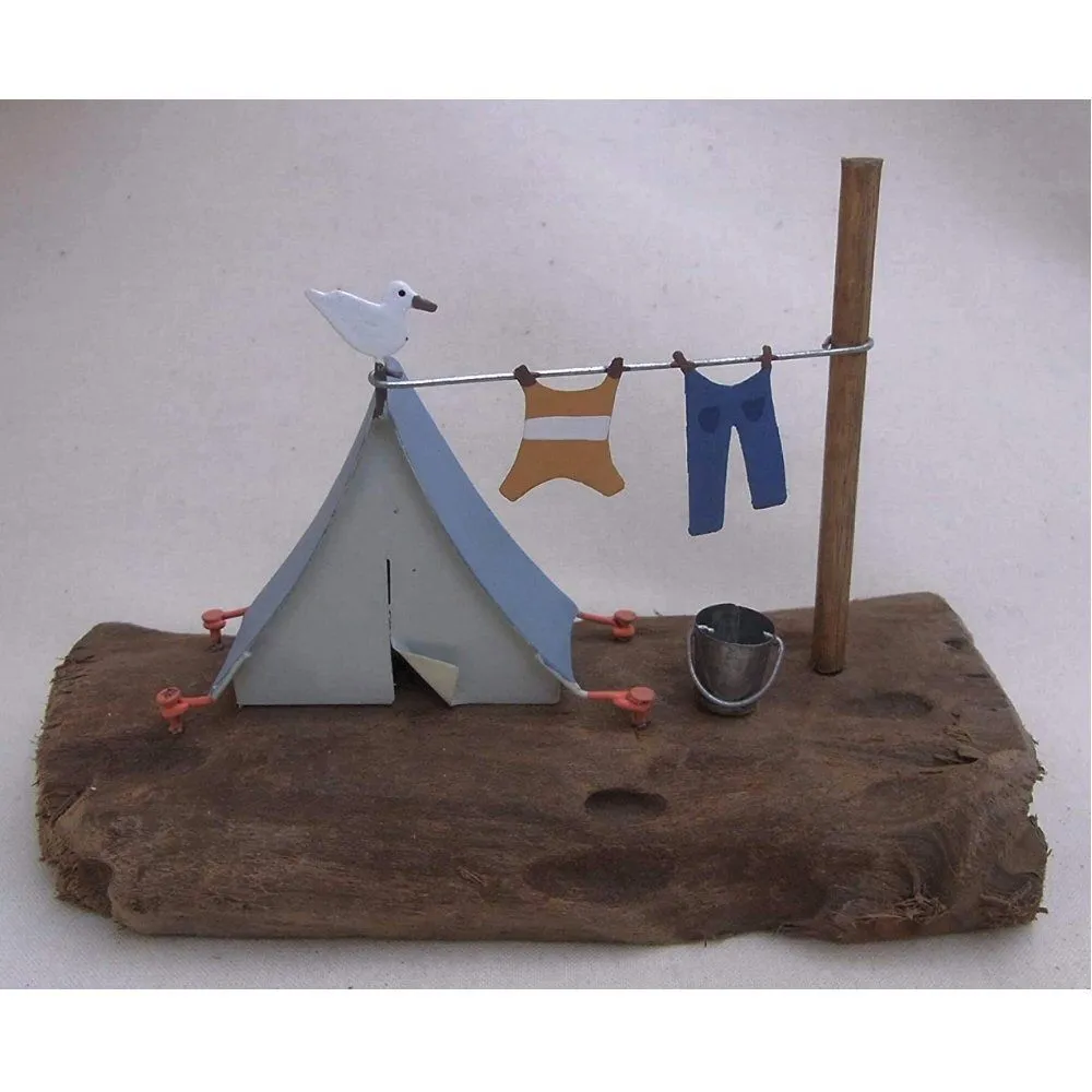 Shoeless Joe 15cm Blue Metal Tent Scene Decoration
