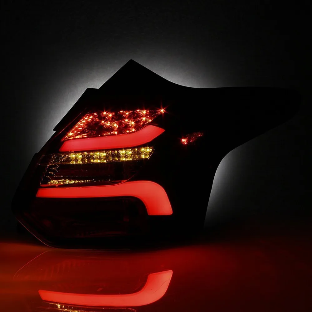 Spyder LED Tail Lights Ford Focus Hatch (2012-2014) w/ Sequential Turn Signal - Black / Smoke / Red Clear