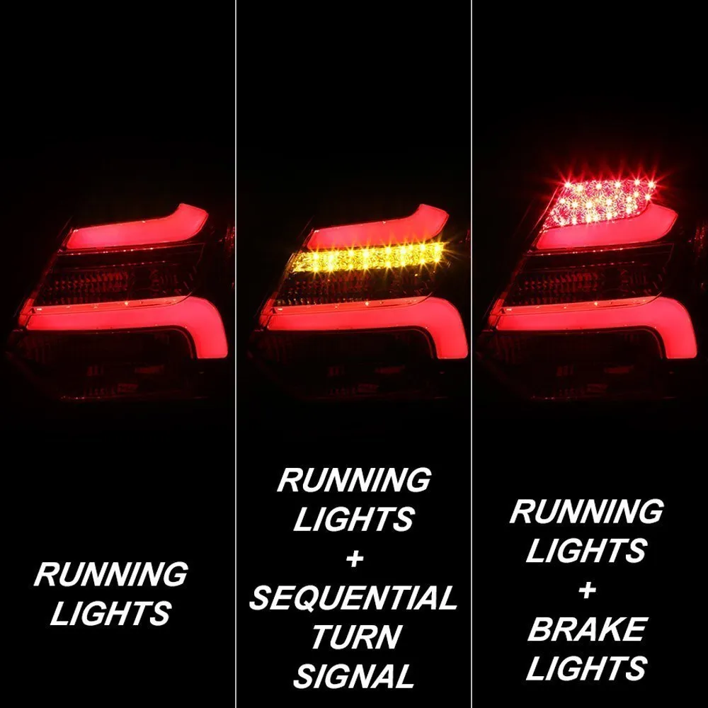 Spyder LED Tail Lights Ford Focus Hatch (2012-2014) w/ Sequential Turn Signal - Black / Smoke / Red Clear