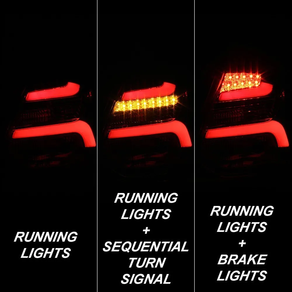 Spyder LED Tail Lights Ford Focus Hatch (2012-2014) w/ Sequential Turn Signal - Black / Smoke / Red Clear