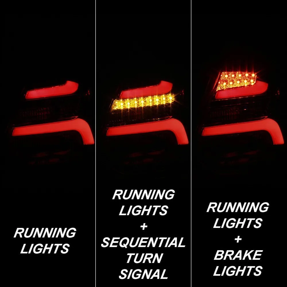 Spyder LED Tail Lights Ford Focus Hatch (2012-2014) w/ Sequential Turn Signal - Black / Smoke / Red Clear