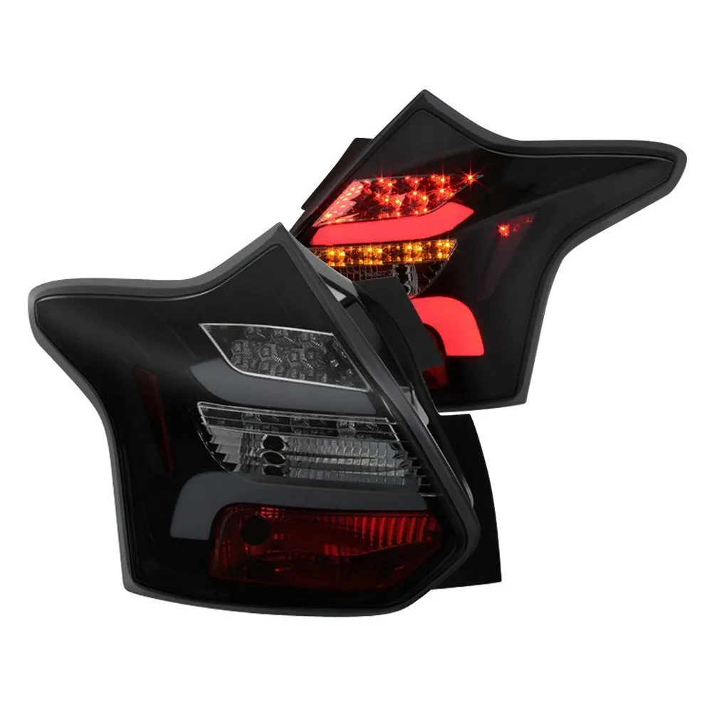 Spyder LED Tail Lights Ford Focus Hatch (2012-2014) w/ Sequential Turn Signal - Black / Smoke / Red Clear