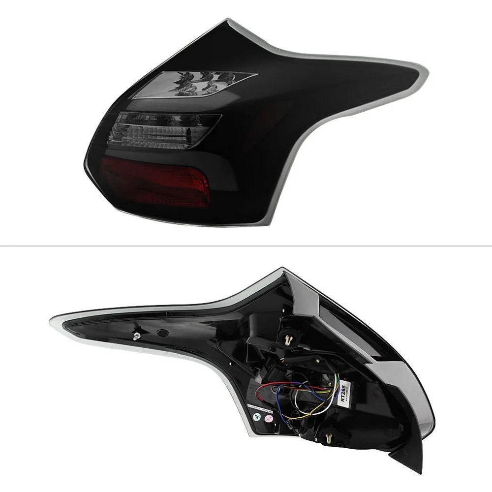 Spyder LED Tail Lights Ford Focus Hatch (2012-2014) w/ Sequential Turn Signal - Black / Smoke / Red Clear
