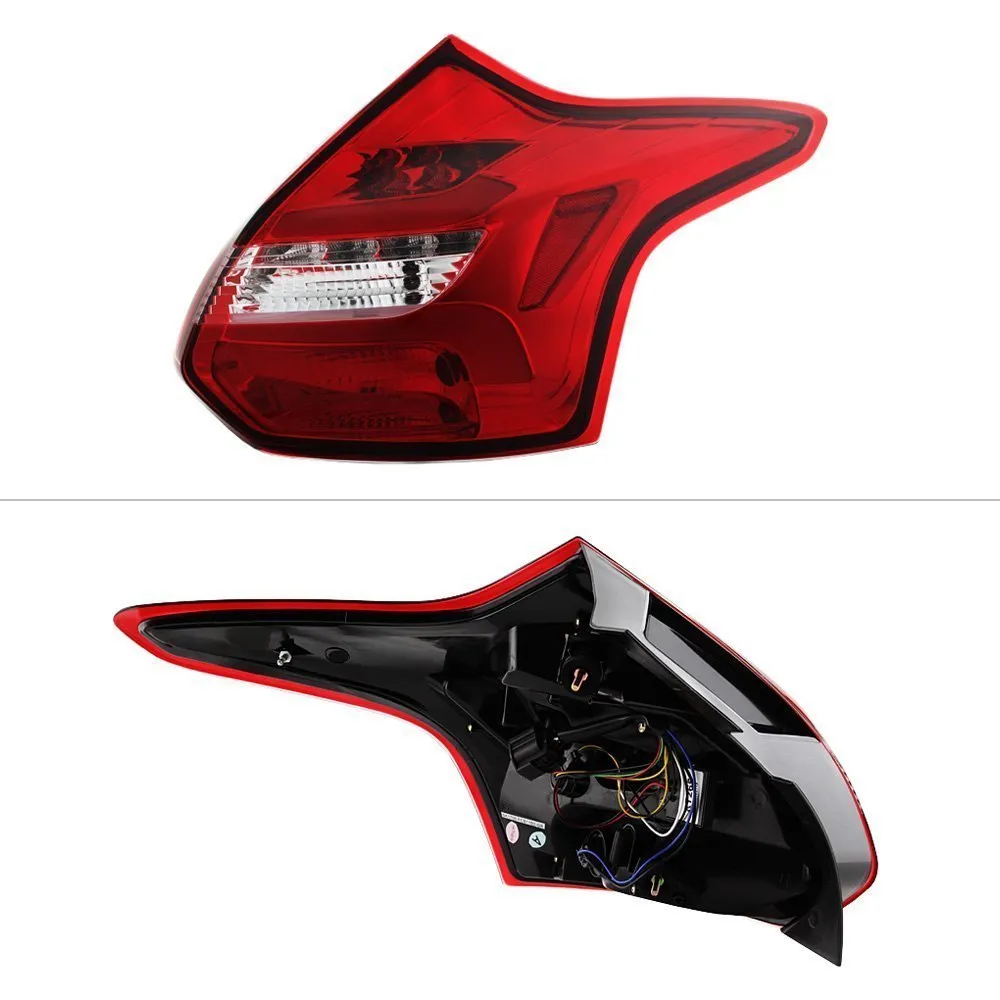Spyder LED Tail Lights Ford Focus Hatch (2012-2014) w/ Sequential Turn Signal - Black / Smoke / Red Clear