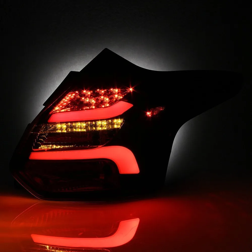 Spyder LED Tail Lights Ford Focus Hatch (2012-2014) w/ Sequential Turn Signal - Black / Smoke / Red Clear