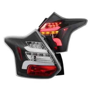 Spyder LED Tail Lights Ford Focus Hatch (2012-2014) w/ Sequential Turn Signal - Black / Smoke / Red Clear