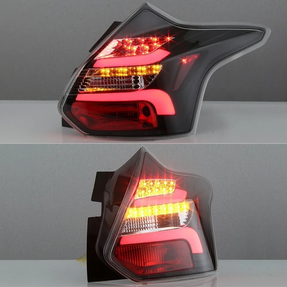 Spyder LED Tail Lights Ford Focus Hatch (2012-2014) w/ Sequential Turn Signal - Black / Smoke / Red Clear