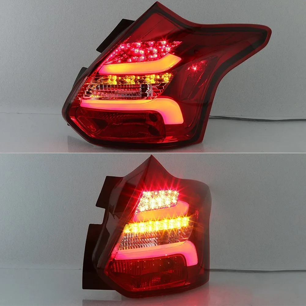 Spyder LED Tail Lights Ford Focus Hatch (2012-2014) w/ Sequential Turn Signal - Black / Smoke / Red Clear