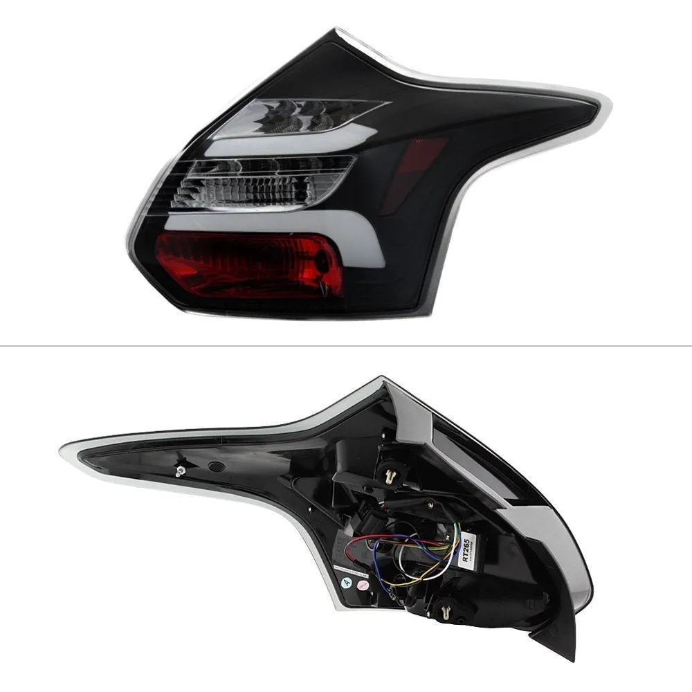 Spyder LED Tail Lights Ford Focus Hatch (2012-2014) w/ Sequential Turn Signal - Black / Smoke / Red Clear