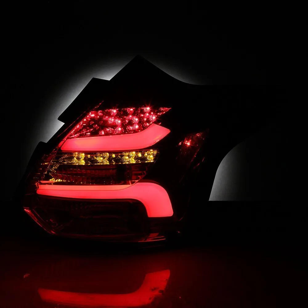 Spyder LED Tail Lights Ford Focus Hatch (2012-2014) w/ Sequential Turn Signal - Black / Smoke / Red Clear