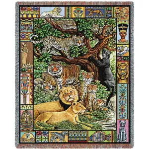 Venerable Cats Woven Cotton Throw Blanket