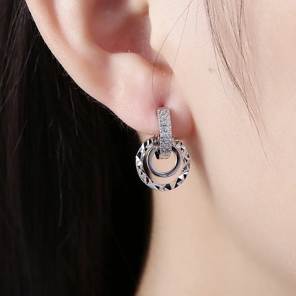 Yellow Chimes Designer Class Collection Silver Plated and Cubic Zirconia Hoop Earrings for Women (Silver)(YCFJER-147HOOP-SL)